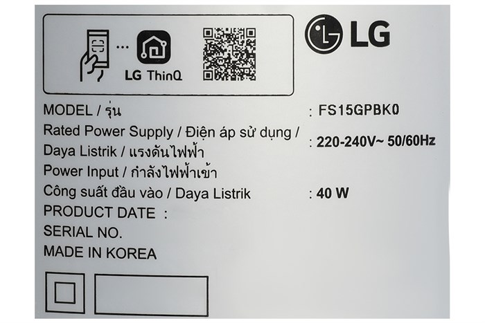 Máy lọc không khí kết hợp quạt LG PuriCare AeroTower Hit FS15GPBK0.ABAE 40W
